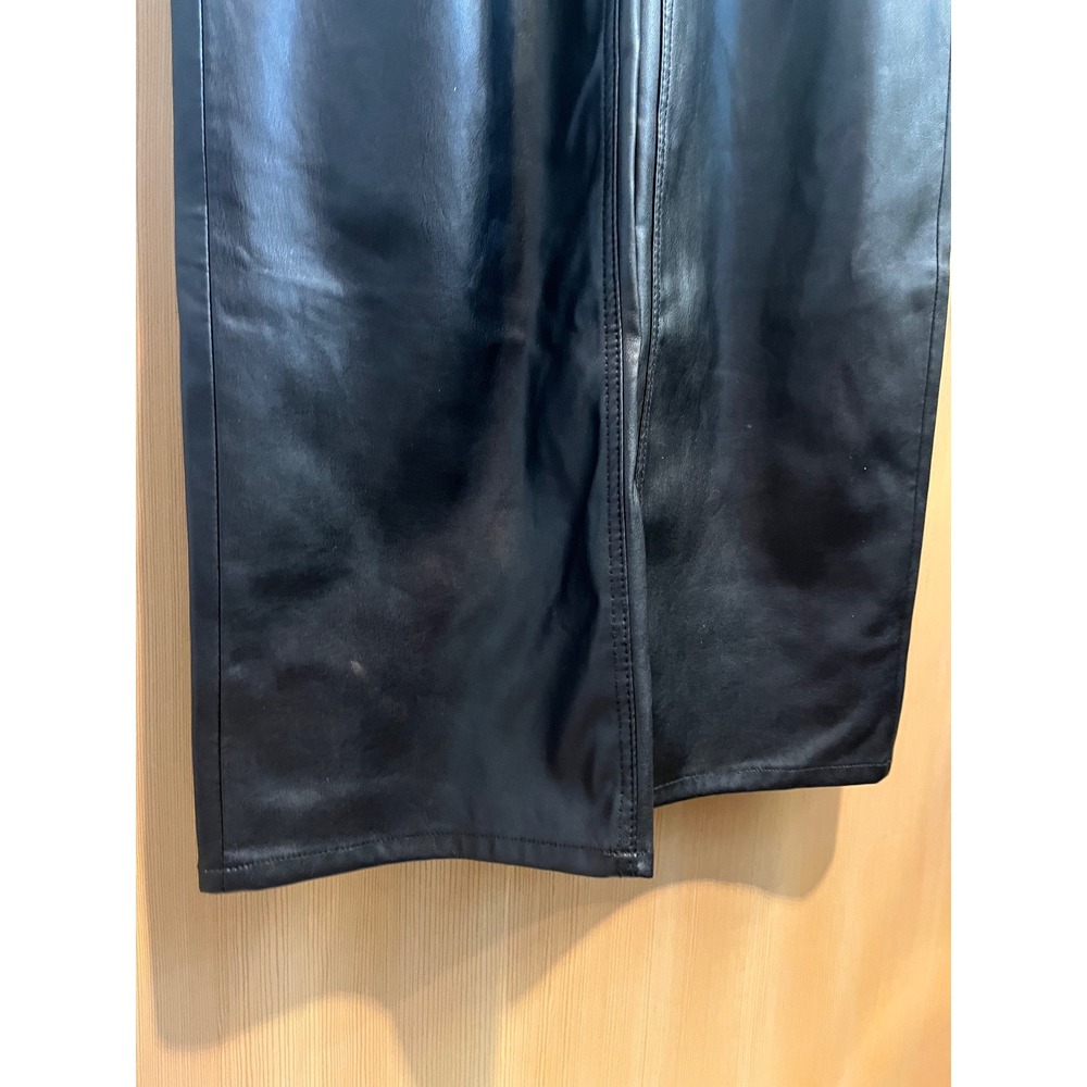 Zara Faux Leather Pants Womens 8 Black High Waisted Straight Leg 5-Pocket Moto - Picture 8 of 10